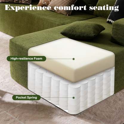 OVthtIOS 104" L-Shape Modular Couch with Chaise, Plush Corduroy Fabric, No Assembly Required