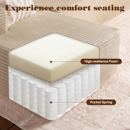 OVthtIOS 104" L-Shape Modular Couch with Chaise, Plush Corduroy Fabric, No Assembly Required