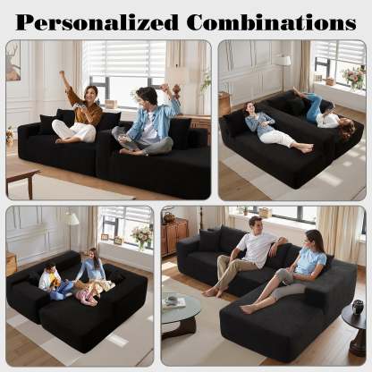 OVthtIOS 104" L-Shape Modular Couch with Chaise, Plush Corduroy Fabric, No Assembly Required