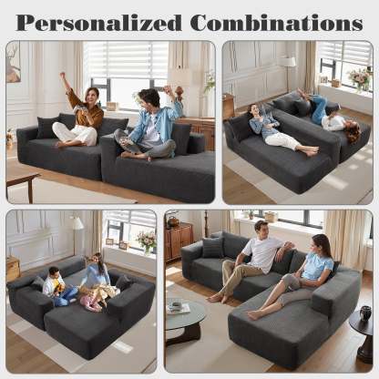 OVthtIOS 104" L-Shape Modular Couch with Chaise, Plush Corduroy Fabric, No Assembly Required