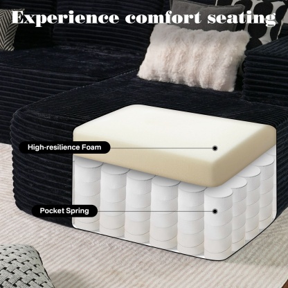 OVthtIOS 104" L-Shape Modular Couch with Chaise, Plush Corduroy Fabric, No Assembly Required