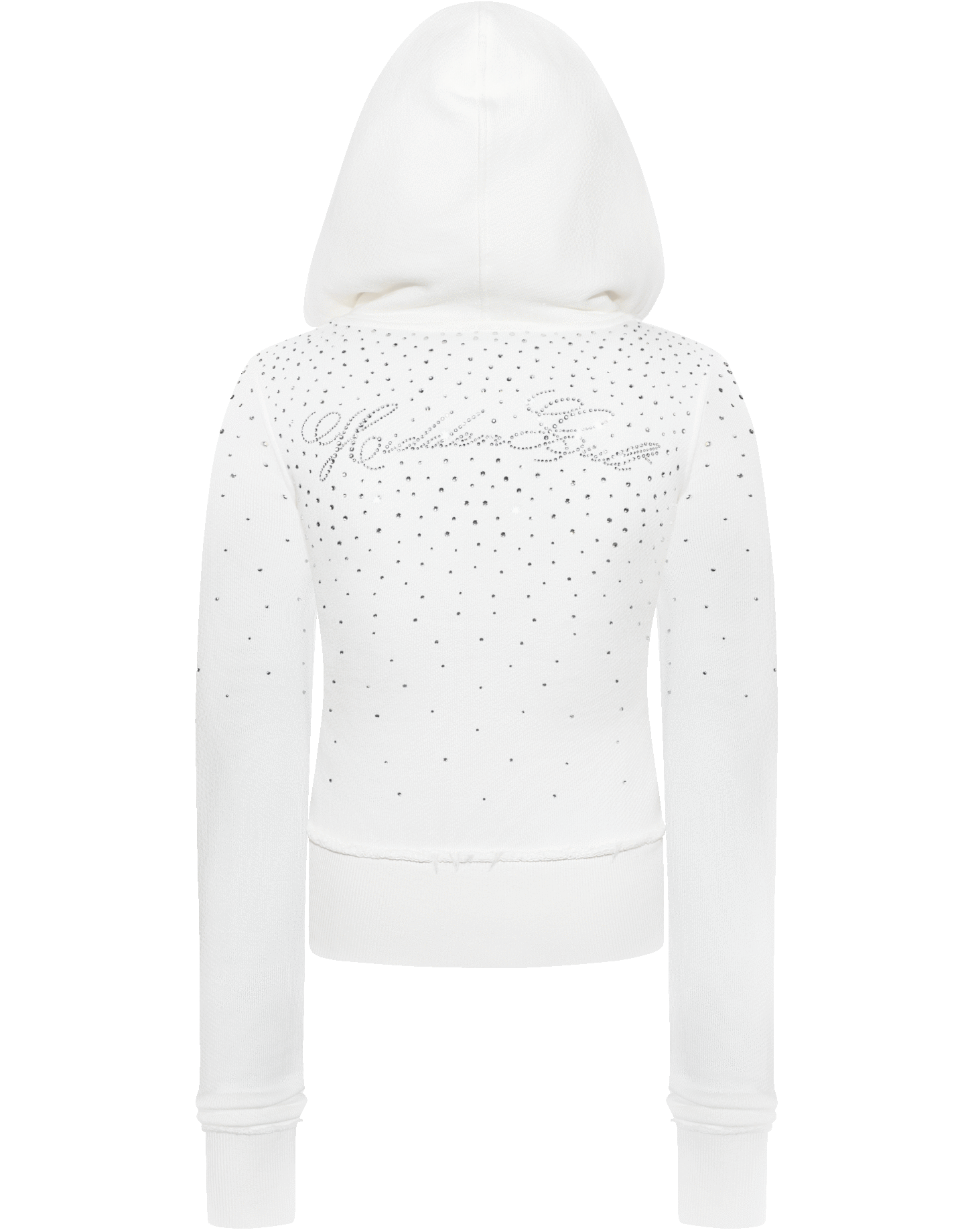 Rhinestone White Fitted Zip Hoodie