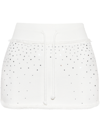 Rhinestone White Mini Skirt