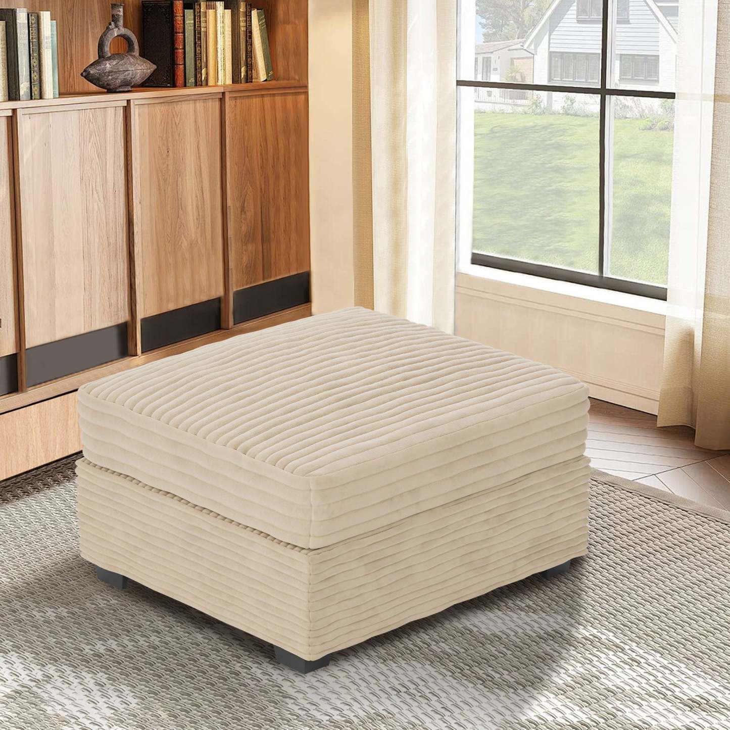 OVIthtOS Living Room Modular Couch Ottoman, 1 Wale Plush Corduroy Fabric
