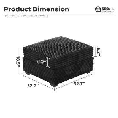 OVIthtOS Living Room Modular Couch Ottoman, 1 Wale Plush Corduroy Fabric