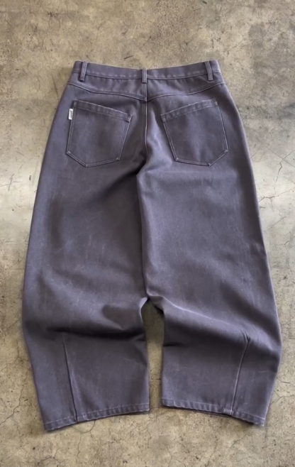 Wide-leg canvas pleated trousers