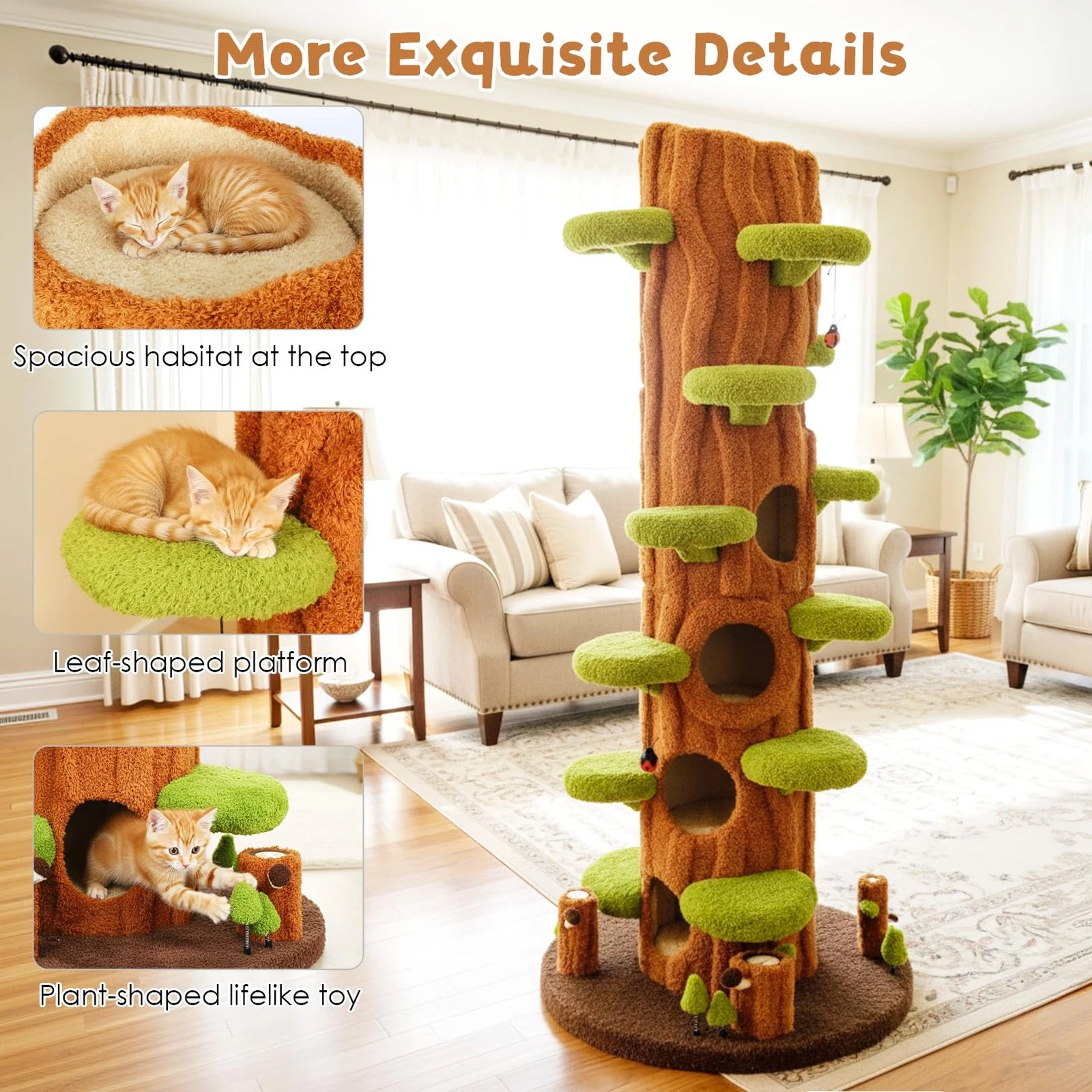 90.5 Inch Tall Cat Tree - Large Magic Forest Cat Tree Tower with Sisal Scratc...