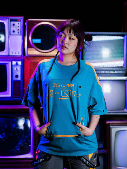 "CYBER" T-shirt Blue