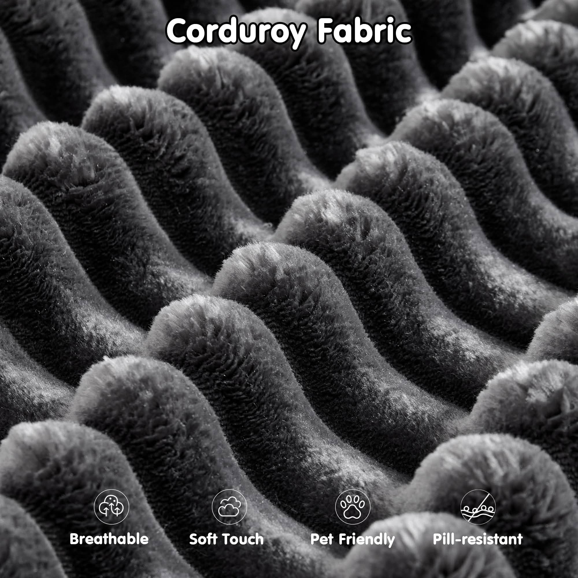 OVthtIOS 104" L-Shape Modular Couch with Chaise, Plush Corduroy Fabric, No Assembly Required