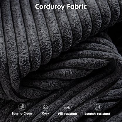 OVthtIOS 104" L-Shape Modular Couch with Chaise, Plush Corduroy Fabric, No Assembly Required