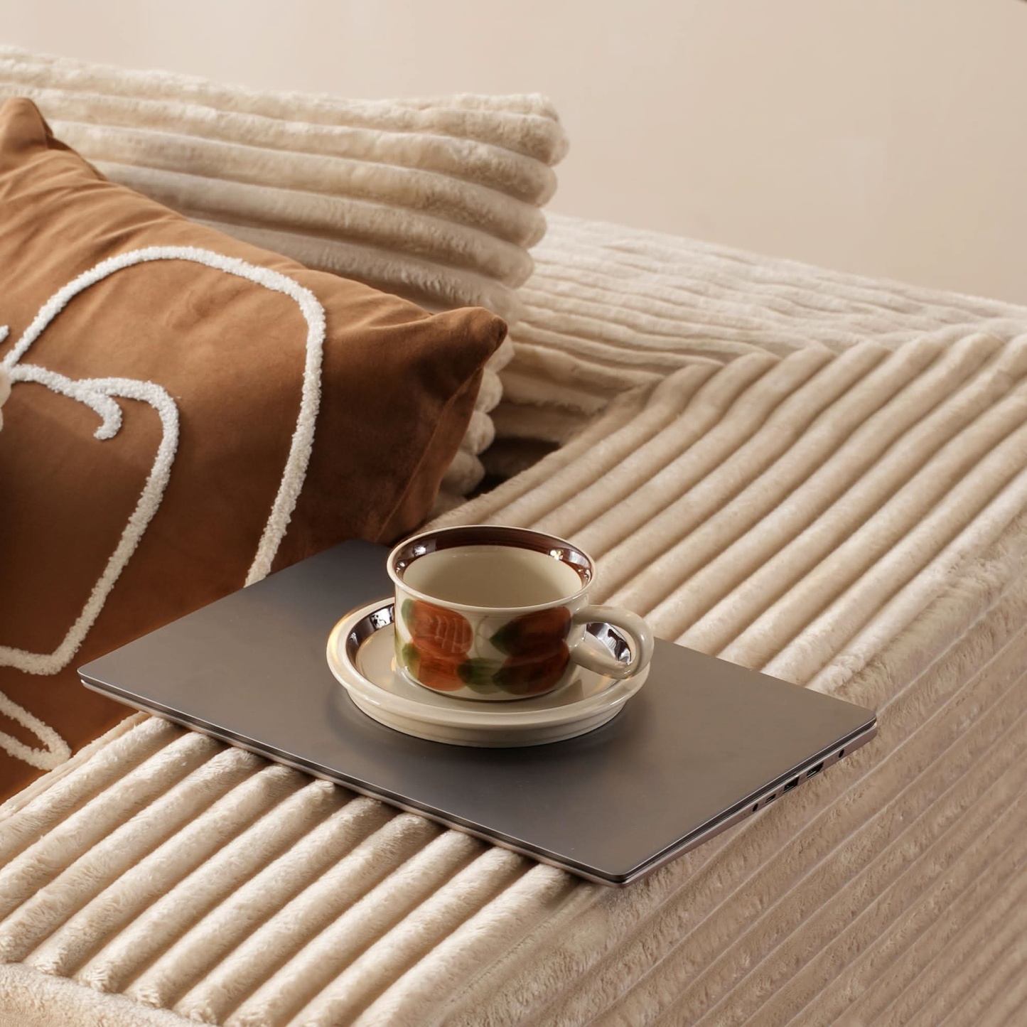 OVthtIOS 104" L-Shape Modular Couch with Chaise, Plush Corduroy Fabric, No Assembly Required