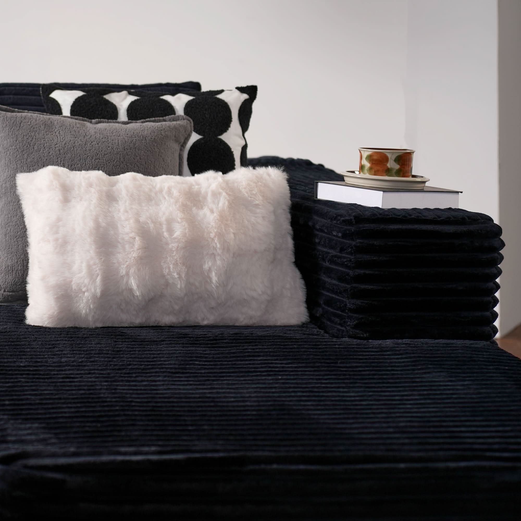 OVthtIOS 104" L-Shape Modular Couch with Chaise, Plush Corduroy Fabric, No Assembly Required