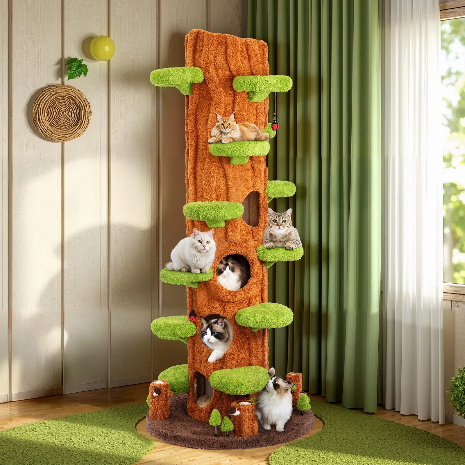 90.5 Inch Tall Cat Tree - Large Magic Forest Cat Tree Tower with Sisal Scratc...