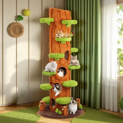 90.5 Inch Tall Cat Tree - Large Magic Forest Cat Tree Tower with Sisal Scratc...