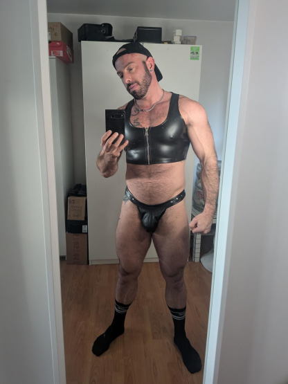 Mysteryglove Men's Pu Leather Harness and Thong Set - Strong and Provocative