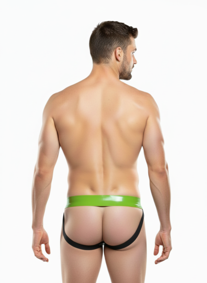 Mysteryglove Green & Black PU Leather Jockstrap