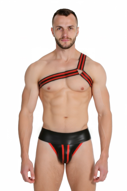 Mysteryglove Red & Black Striped Harness Set - Bold and Athletic Design