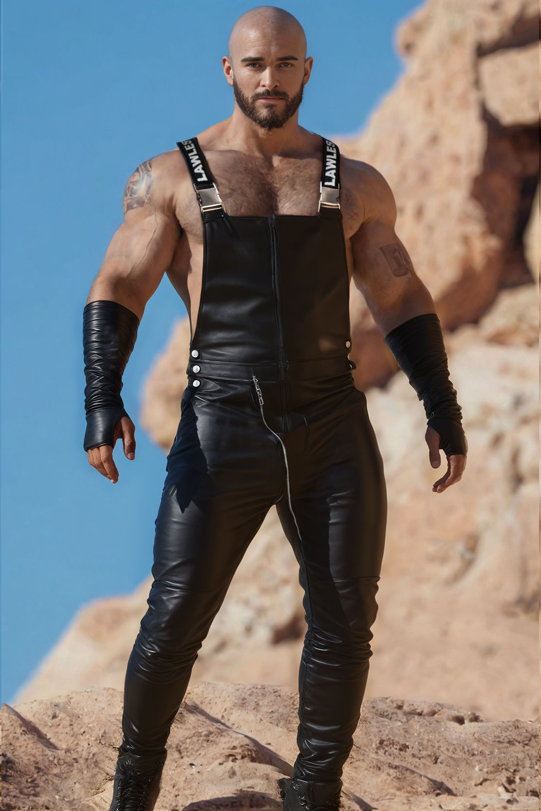 Lawless Moto Leather Overalls in Black