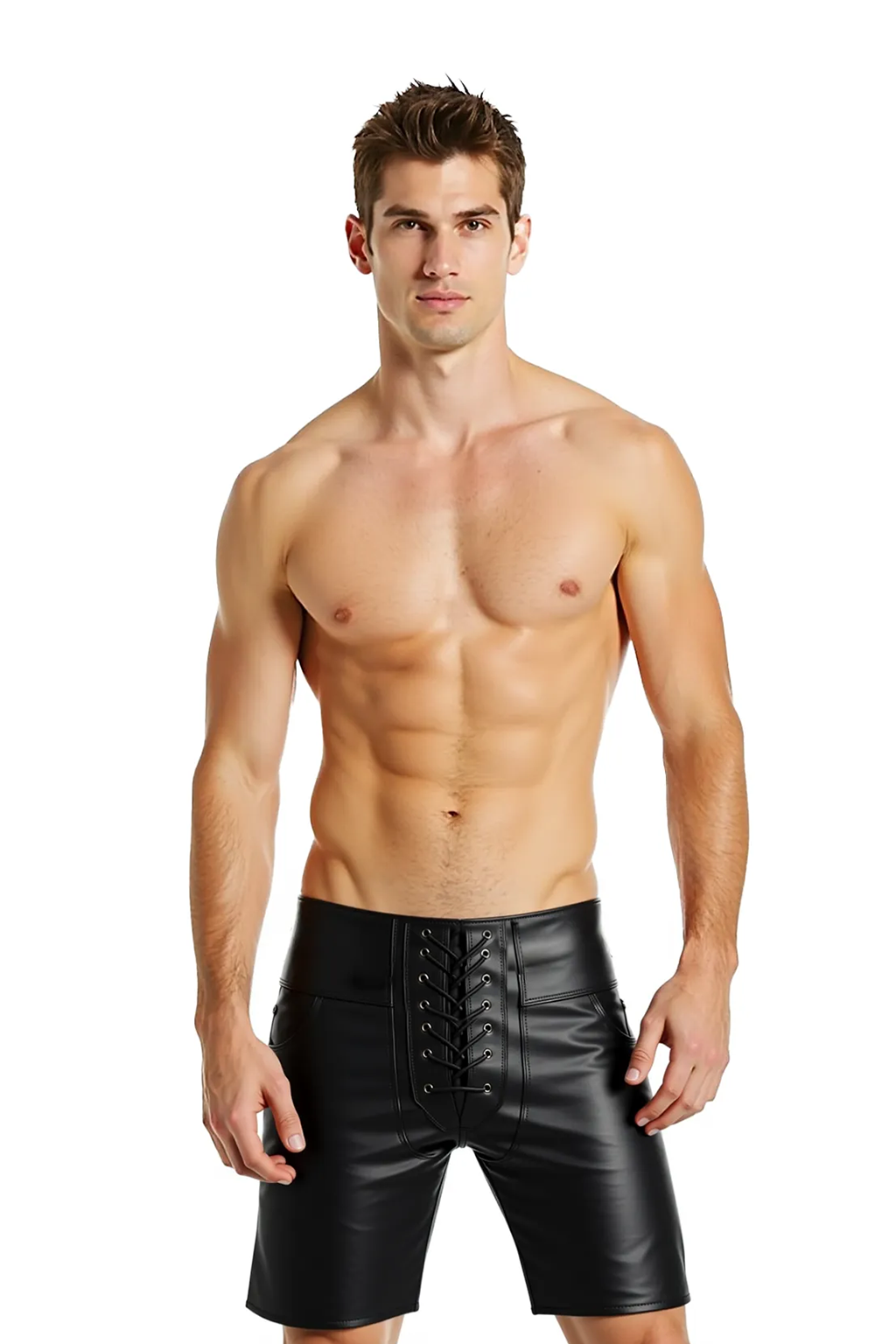 Mysteryglove Glossy PU Leather Bodysuit - Red & Blue Athletic Fit