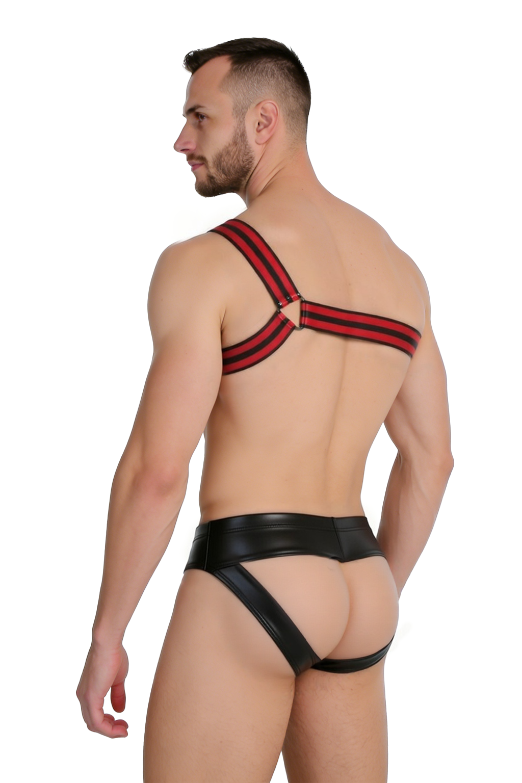 Mysteryglove Red & Black Striped Harness Set - Bold and Athletic Design