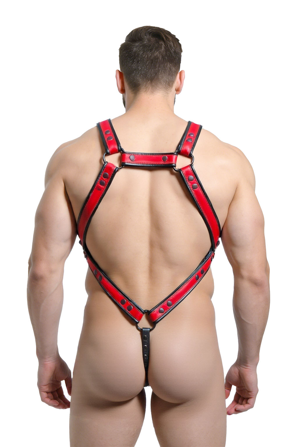 Mysteryglove High-Impact PU Leather Harness with Zipper and Exposed Back