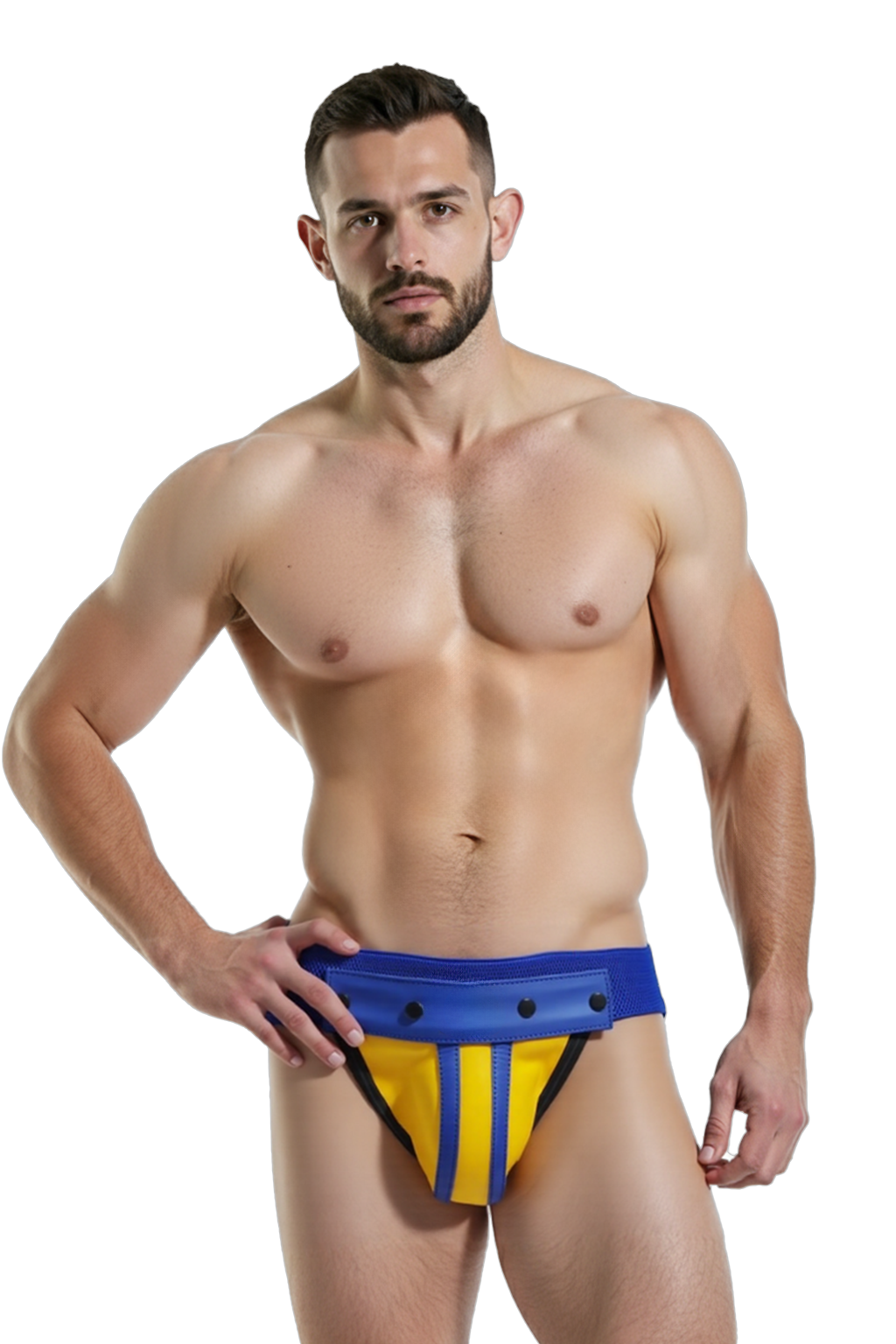 Mysteryglove Men's Black PU Leather Boxer Shorts with Bold Green Zipper Detail