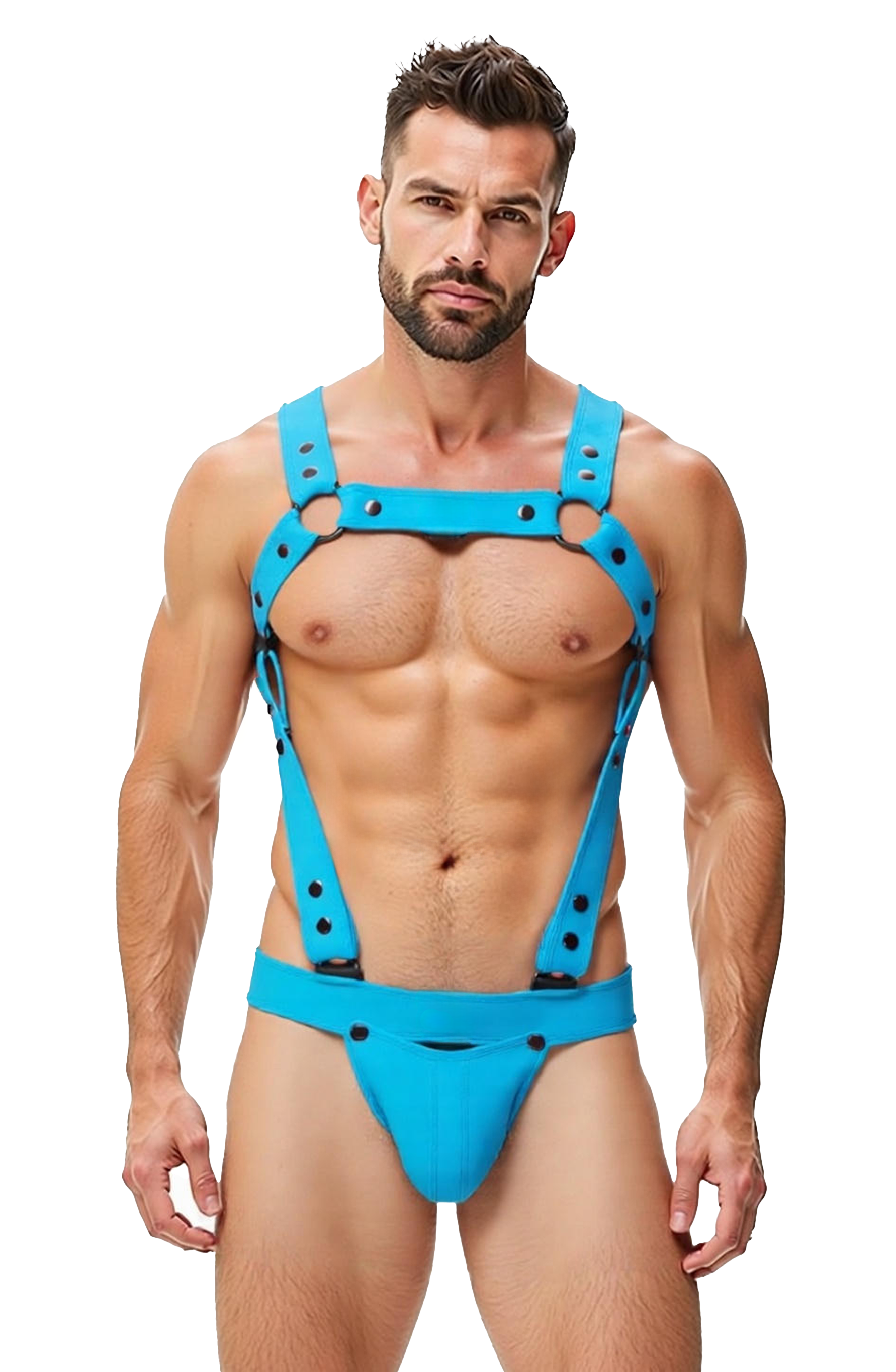 Mysteryglove PU Leather Bondage Harness in Blue