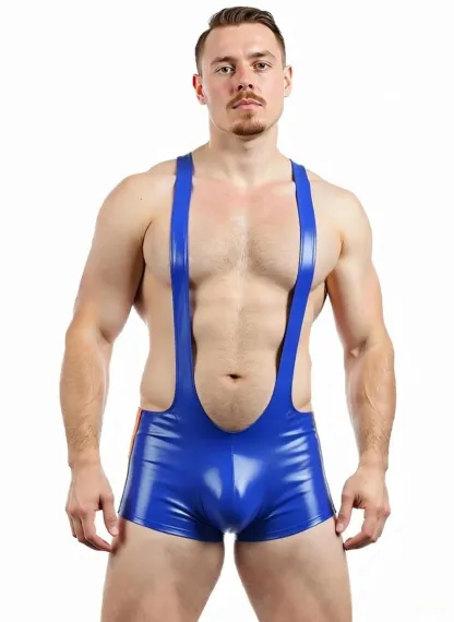 Mysteryglove Men's Shiny Silver Open-Back Athletic Bodysuit