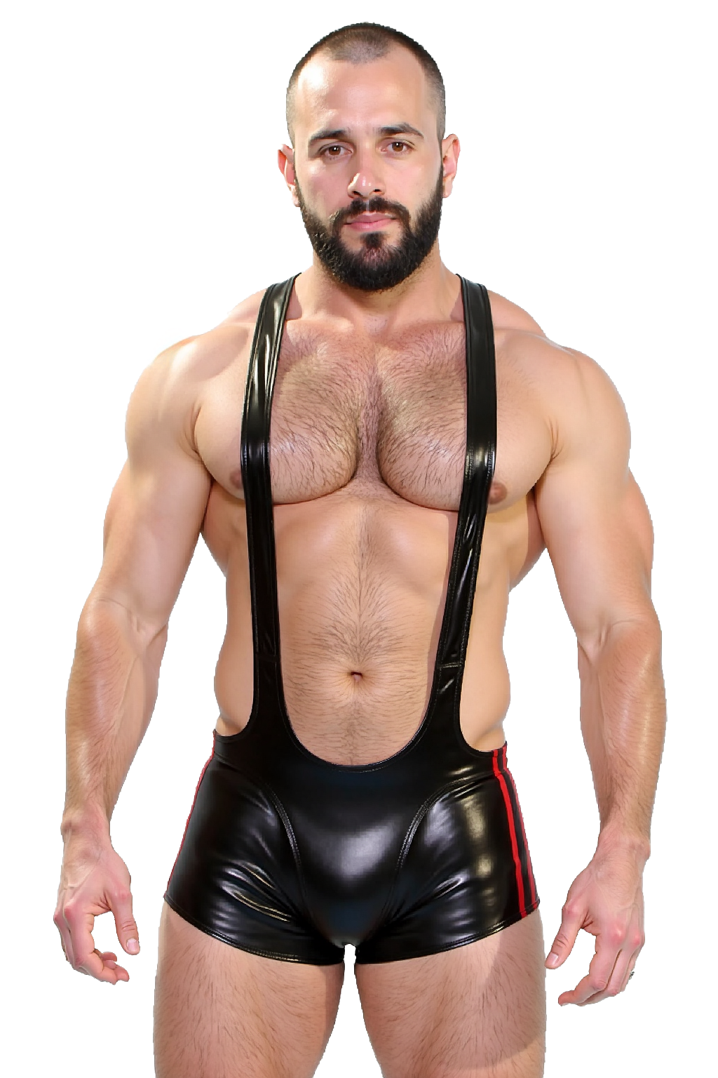 Mysteryglove Men's Black PU Leather Wrestling Singlet – Bold & Comfortable 