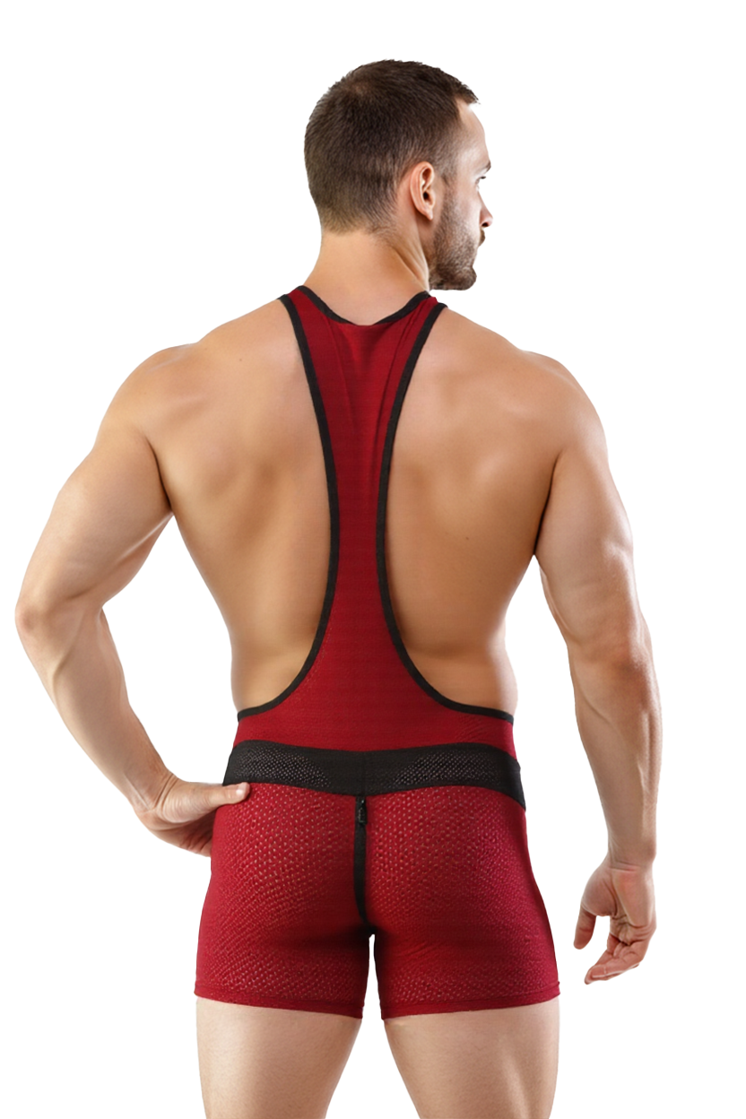 Mysteryglove Men's Red Mesh Bodysuit