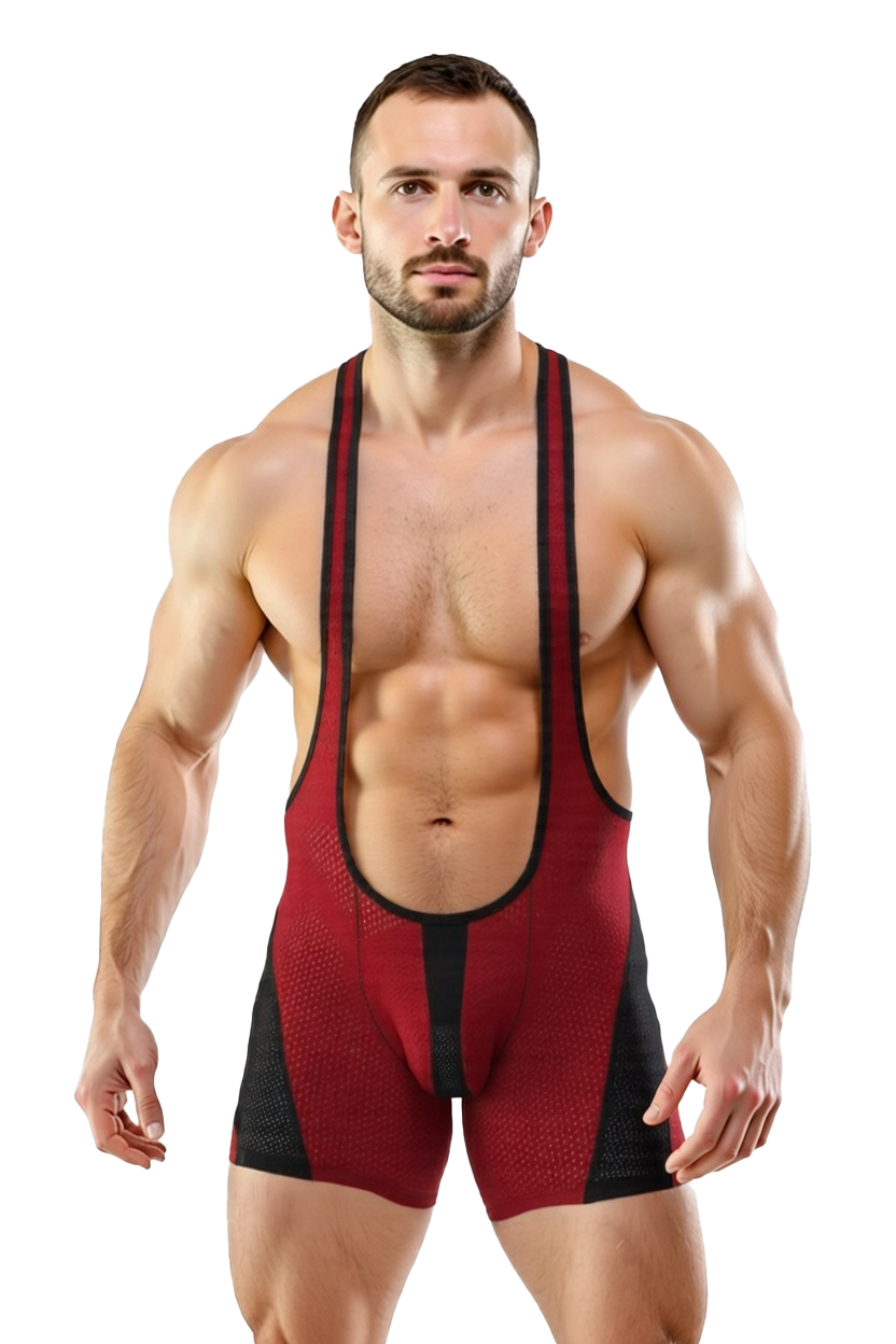 Mysteryglove Men's Red Mesh Bodysuit