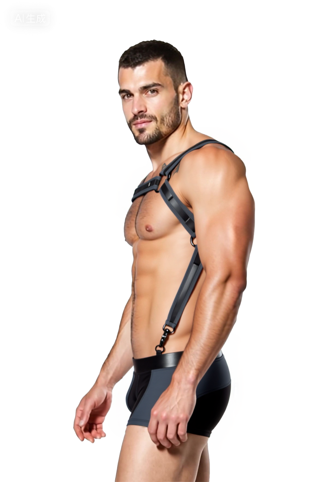 Mysteryglove Elastic Chest Harness with Attached Shorts – Sleek Black and Yellow Clubwear