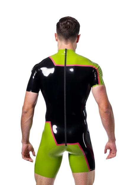 Mysteryglove Men's PU Leather Short-Sleeve Bodysuit