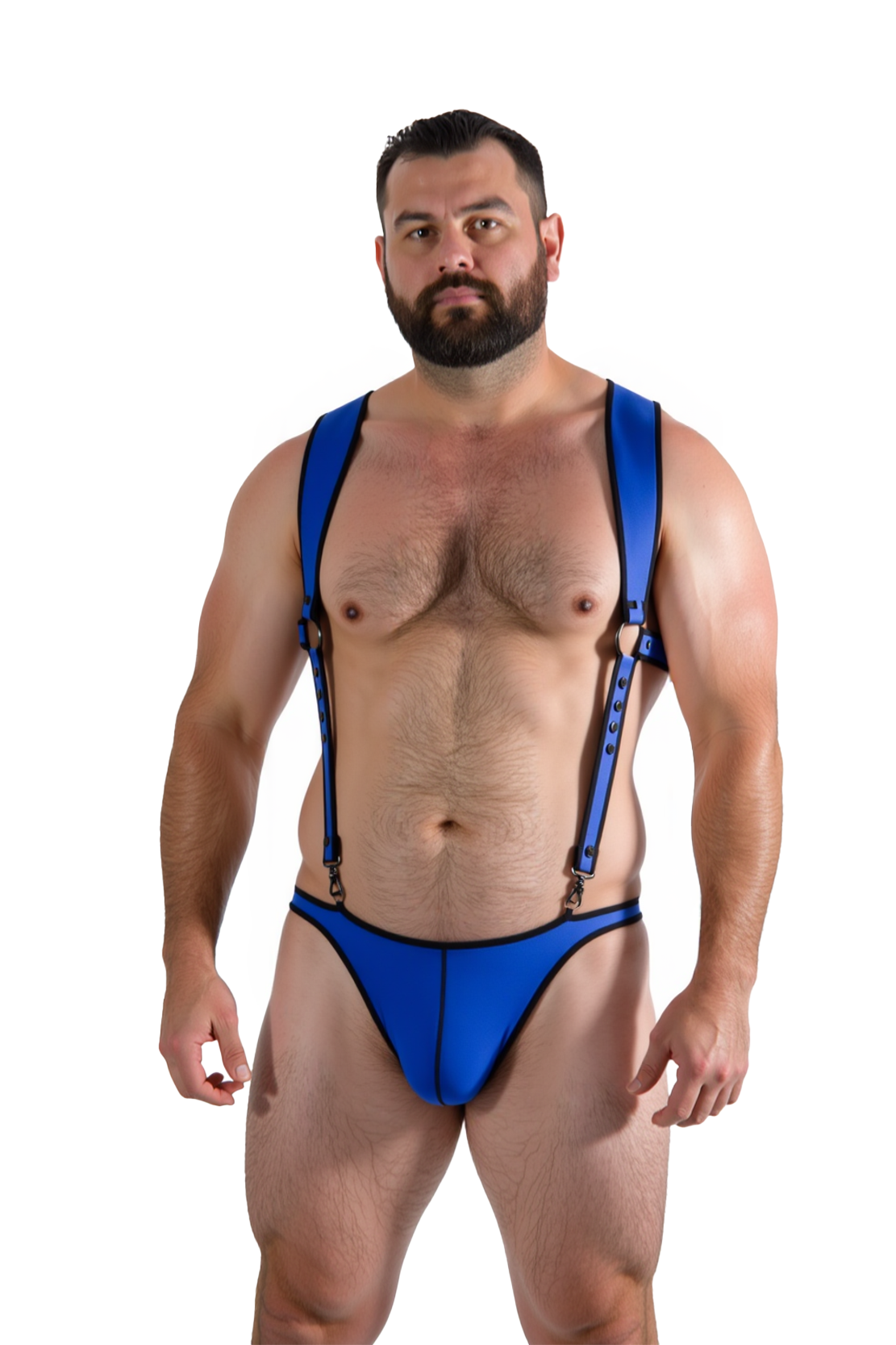 Mysteryglove Men's Blue Strap Jock Harness Set