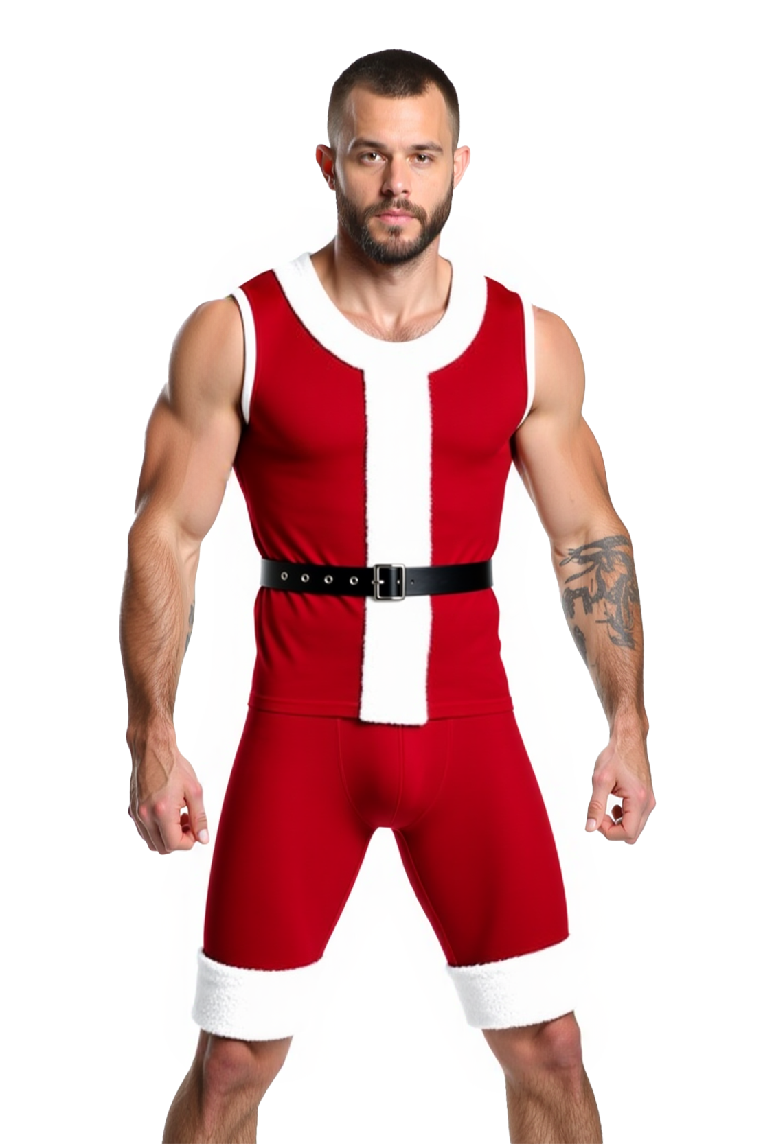 Mysteryglove Men's Athletic Santa Costume Tank & Shorts Set