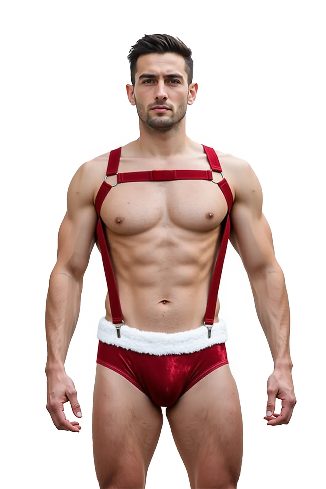 Mysteryglove Men's "Naughty List" Christmas Harness & Briefs Set