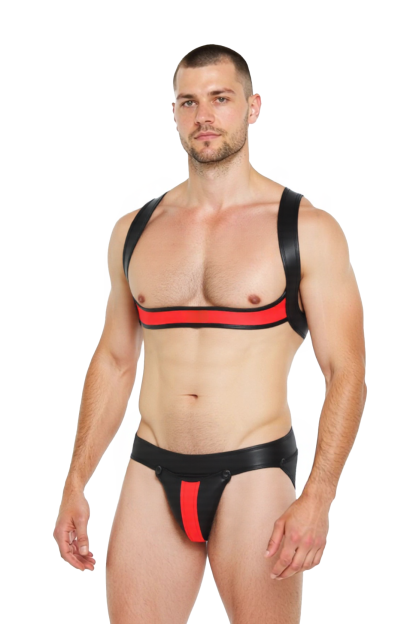 Mysteryglove Men's Leather Fetish Harness & Thong Set – Bold and Striking Design