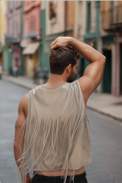 Men's Metallic Fringe Vest - Sleeveless Festival Style