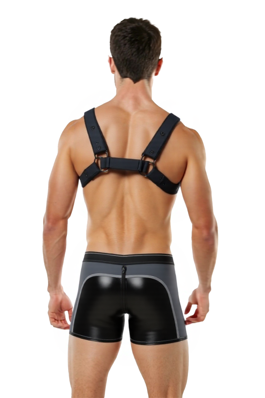 Mysteryglove PU Leather Men's Harness and Boxer Shorts Set – Black