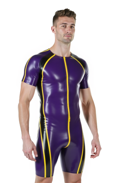 Mysteryglove Athletic Compression Bodysuit in Purple PU Leather