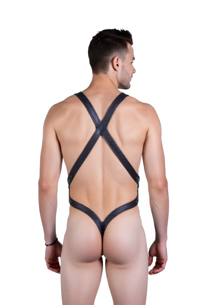 Mysteryglove PU Leather Harness Bodysuit – Sleek and Bold Design
