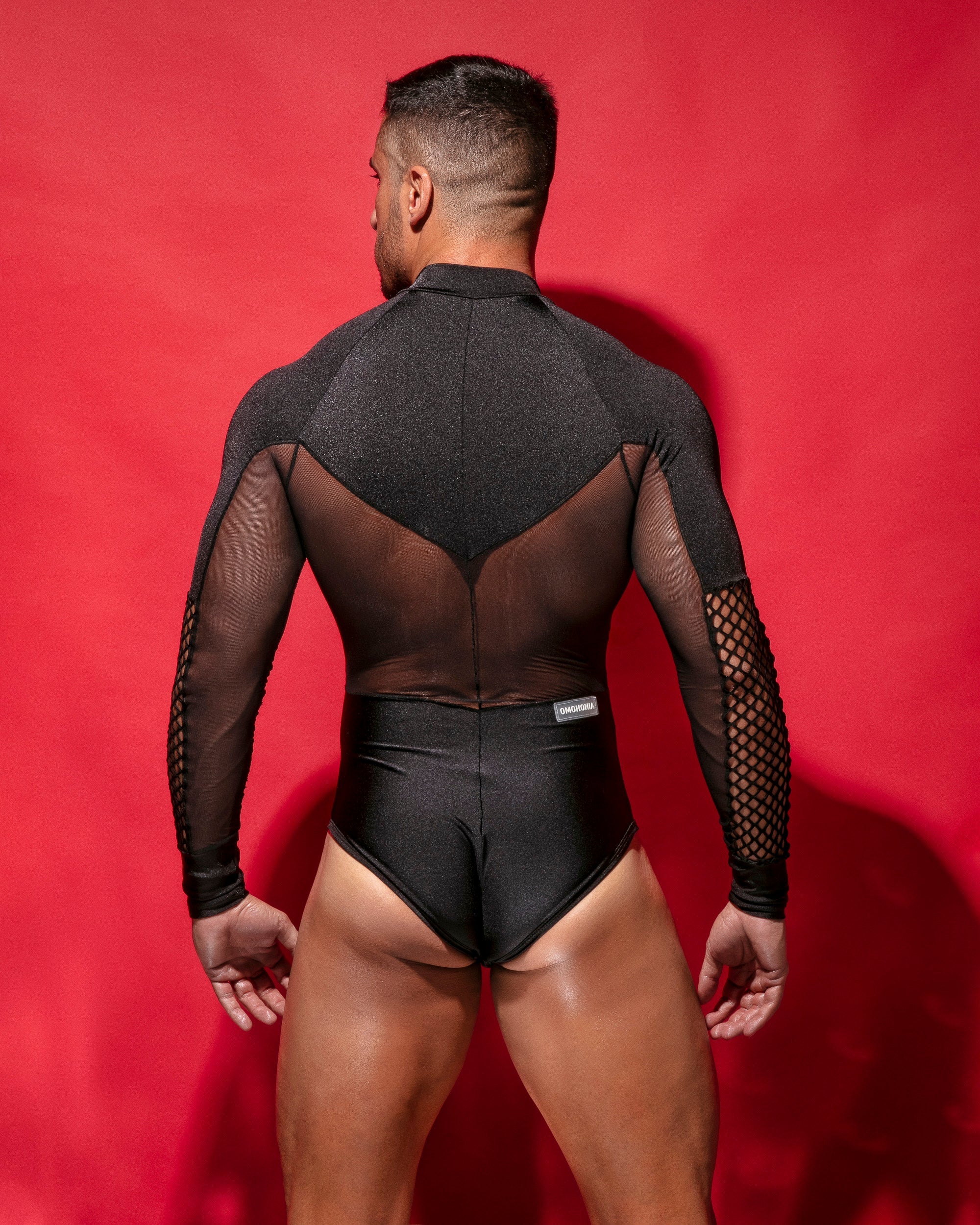 Men's Mesh Patchwork Bodysuit – Sleek and Edgy