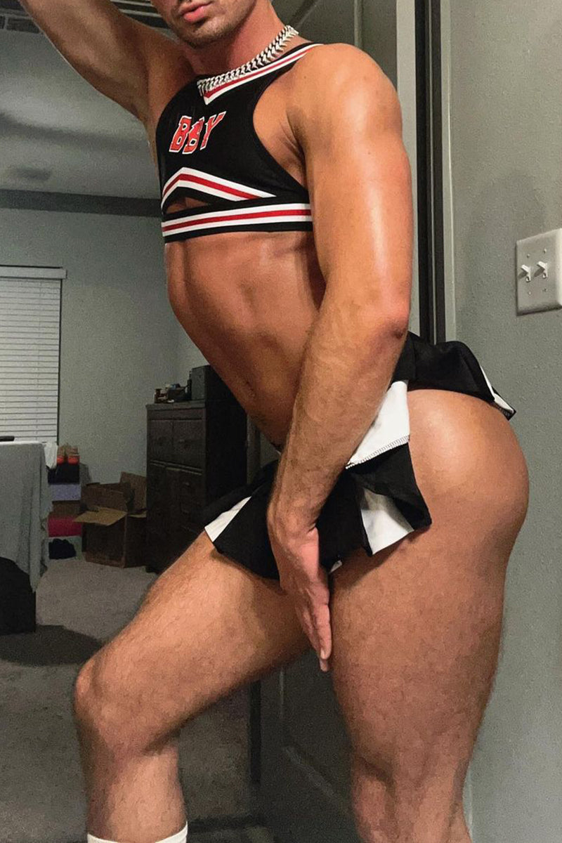 Cheerleader Colorblock Crop Tank Top Mini Pleated Skirt Fuchsia Two Piece Set