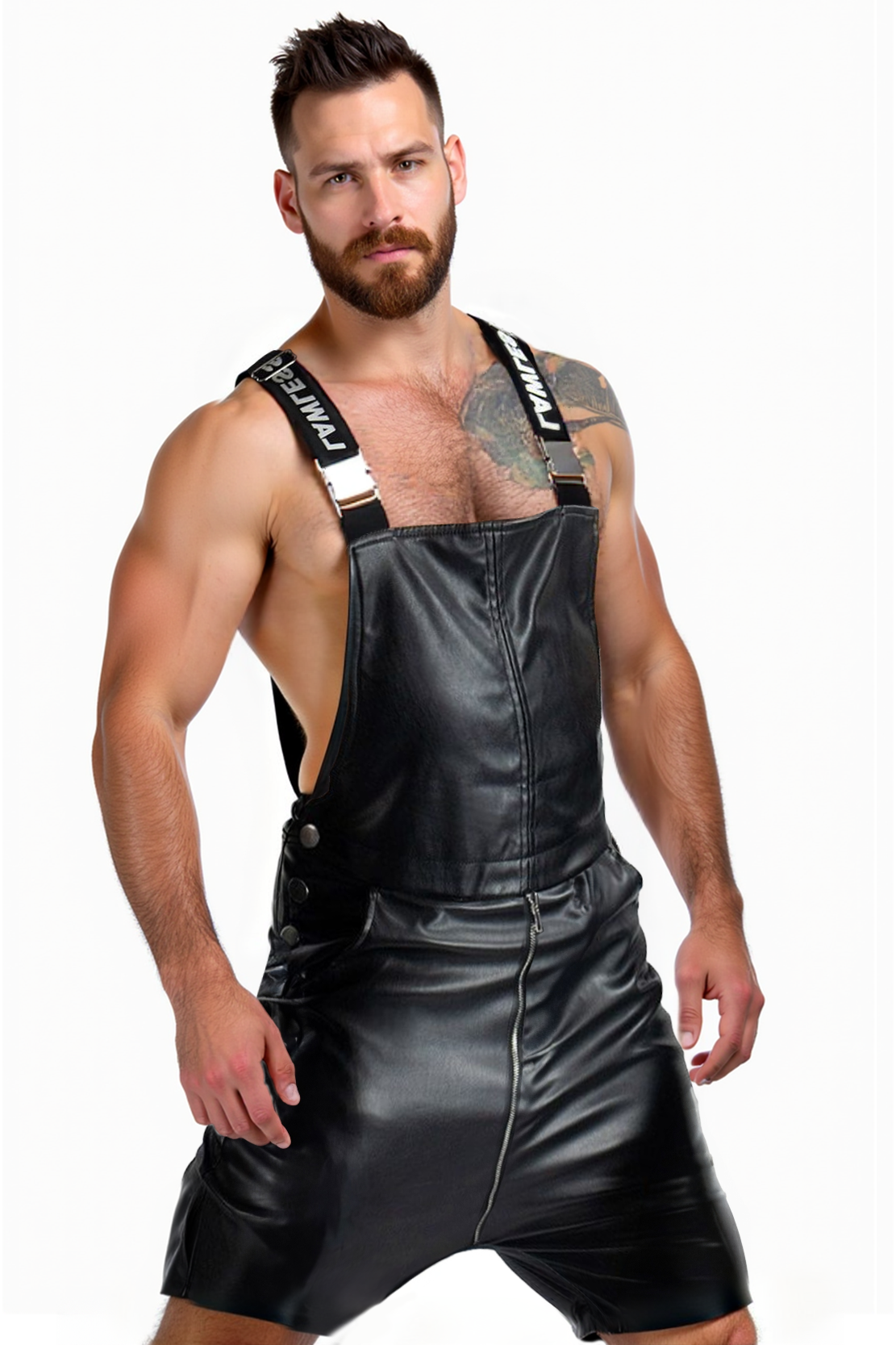 Mysteryglove Black PU Leather Overall Shorts