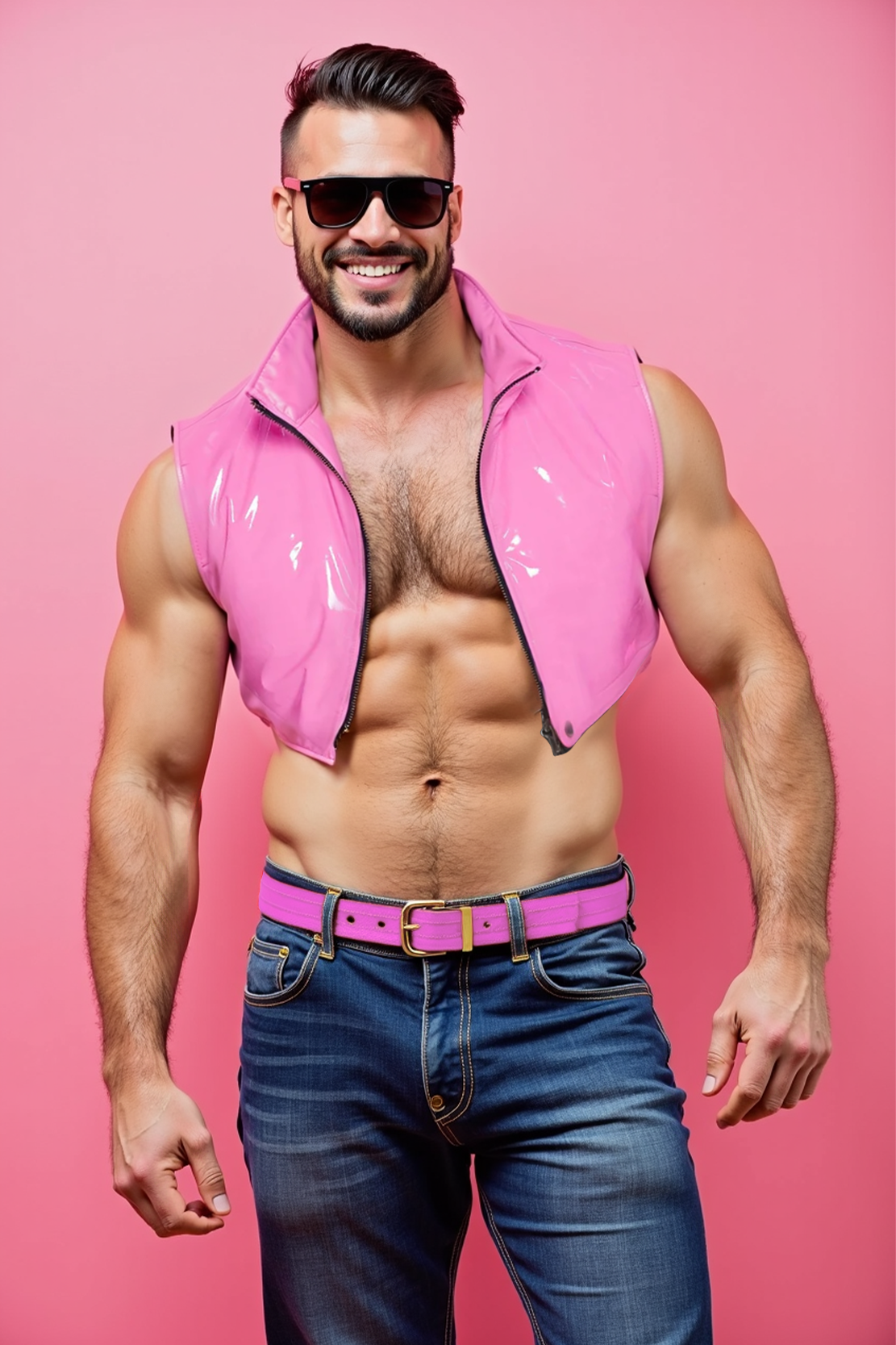 Fabpride‘s Men's Shiny Sleeveless Stand Collar Jacket