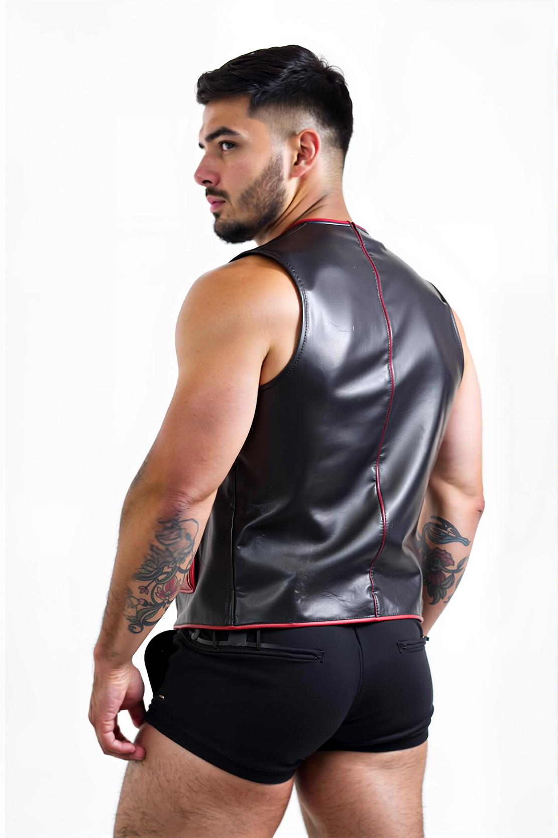 Mysteryglove Men's Stylish Black Leather-Look Vest
