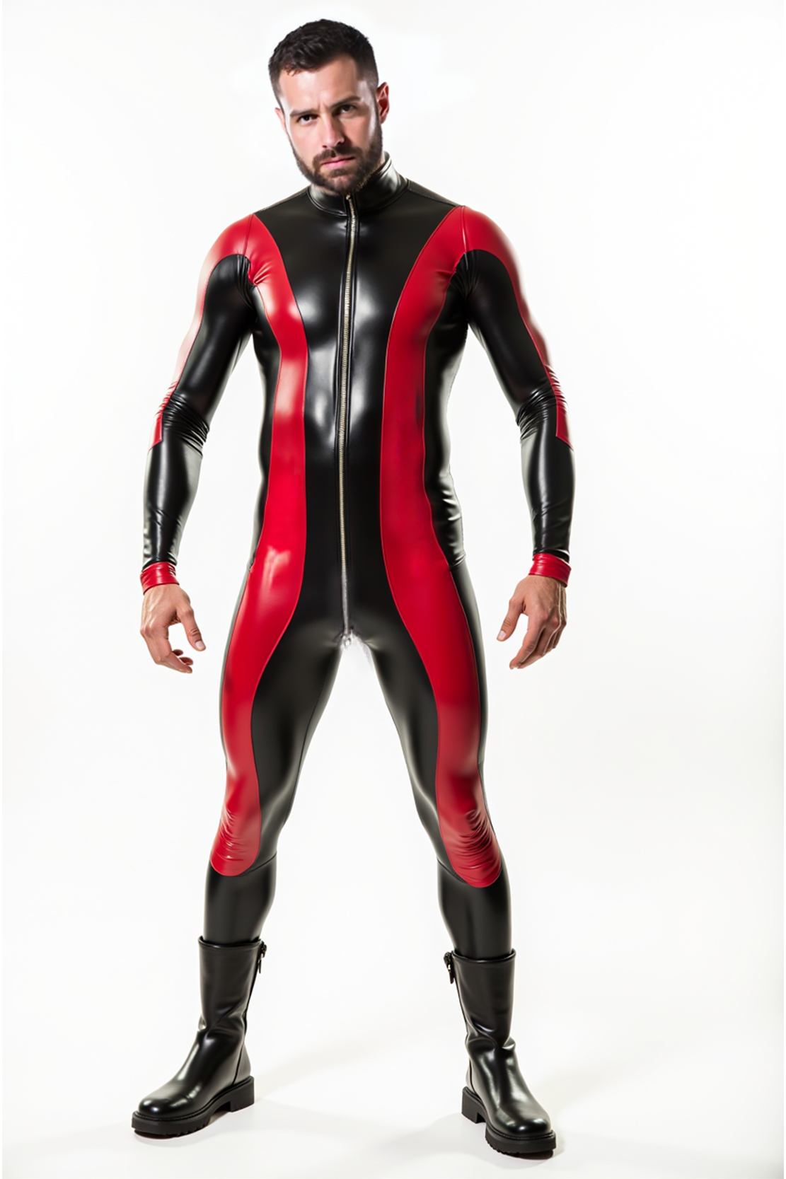 Mysteryglove Men's Black and Red Performance Bodysuit