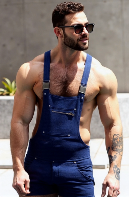 Faux Denim Slim Fit Overall Shorts for a Chic Casual Vibe