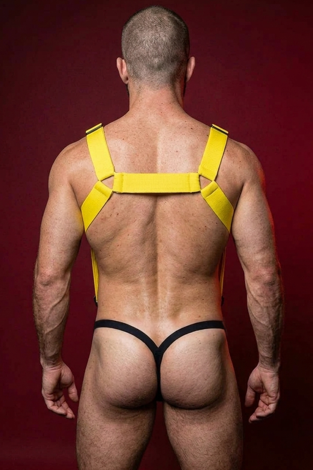 Mysteryglove Yellow Strap Harness and Thong Set"