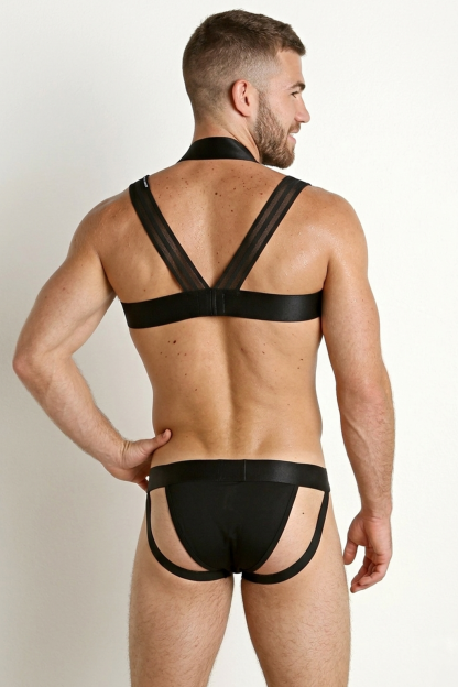Mysteryglove Men's Strappy Harness Jockstrap Set with Ring Detail